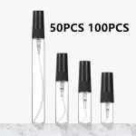 Portable Glass Perfume Bottle Empty Refillable Bottle Cosmetics Bottle Sample Thin Glass Vials 50/100PCS 2ML 3ML 5ML 10ML