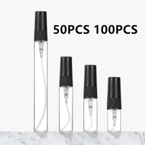 Portable Glass Perfume Bottle Empty Refillable Bottle Cosmetics Bottle Sample Thin Glass Vials 50/100PCS 2ML 3ML 5ML 10ML